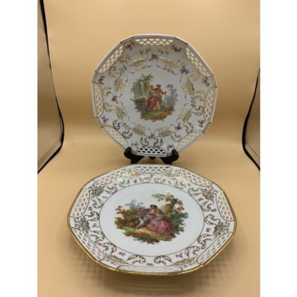 Schwarzenhammer Peirced Porcelain Plates-Bavaria,Germany-10 1/2’’ Set of 2